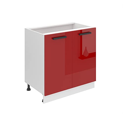 BELINI Meuble Cuisine Bas sans Plan de Travail SD I Meubles de Cuisine - Taille: 51,6 x 80 x 82 cm I Petit Meuble Cuisine - 2 Portes I Couleur : Rouge très...