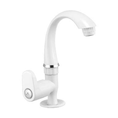 Royal Precision PVC Swan Neck Cock Pillar Tap for Wash Basin with Foam Bathroom Faucets (Ivory), Glossy