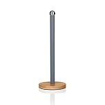 Swan SWKA17511GRYN Nordic Scandi Towel Pole/Kitchen Roll Holder with Non-Slip Wooden Base, Slate Grey, steel, Holds 1 Paper