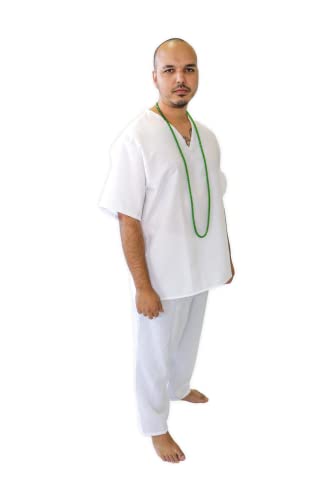 Roupa Umbanda e Candomblé Masculino em Oxford 2 Peças (P (36/38), BRANCO)