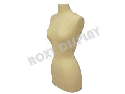 (JF-F14/16W+BS-04) ROXYDISPLAY White Display Female Body Form Size 14-16, Jersey Form with Round Brushed Metal Base+Cap, Solid Foam. - Thumbnail 2