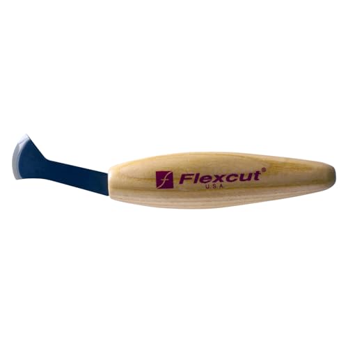 Image of FLEXCUT Wood Carving Tools | Hooked Push Knife for Cleaning Stop Cuts | 1095 High Carbon Steel | 1-inch Bevel | 2.5oz | KN33 | Made in the U.S.A