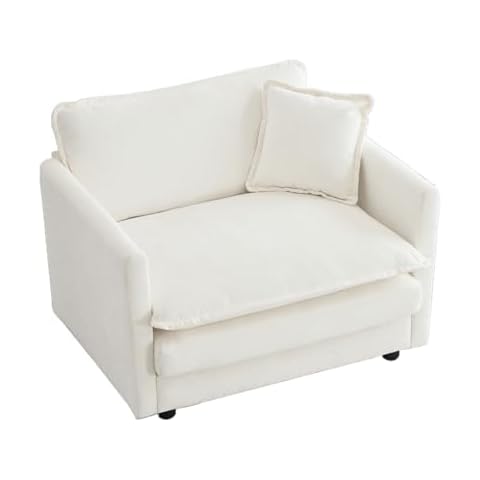 Miscoos Chenille Oversized Accent Chair - 41.4”W Big Comfy Modular Cloud Chair, Cozy Armchair for Living Room, Bedroom, Kids Room, Family Room, Reading Nook, Ivory Cream Cover