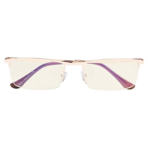 UV Protection,Anti Blue Rays,Reduce Eyestrain,Half-rim Computer Reading Glasses (Gold) +1.5 Cover