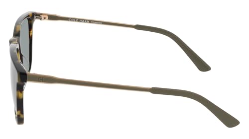 COLE HAAN Men's CH6085 Polarized Square Sunglasses, Tortoise, 55/18/1403