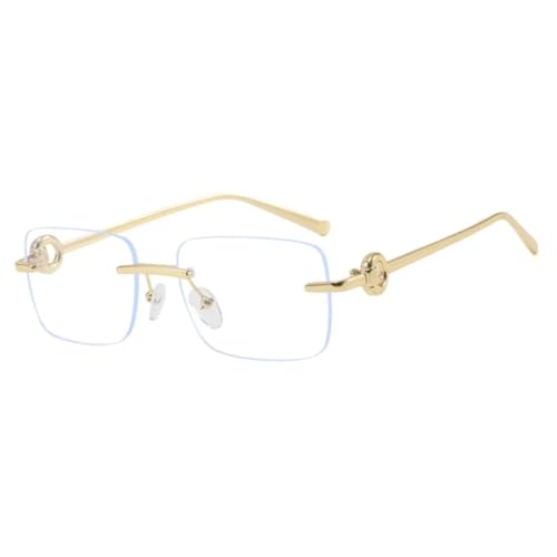 Lunettes sans monture dorées anti fatigue et légères contre les marques de nez