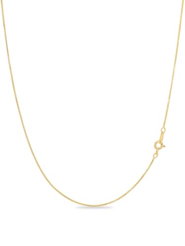 KEZEF 18k Gold Over Sterling Silver 1mm Box Chain Necklace Made in Italy | 925 Sterling Silver Necklace for Women | Rose Gold Chain for Women Men