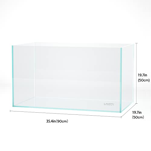 Image of LANDEN 90P 55 Gallon Rimless Low Iron Aquarium Tank,W35.4xD19.7xH19.7 in(90x50x50cm) 10mm Thickness with Black Nano Foam Leveling mat Included