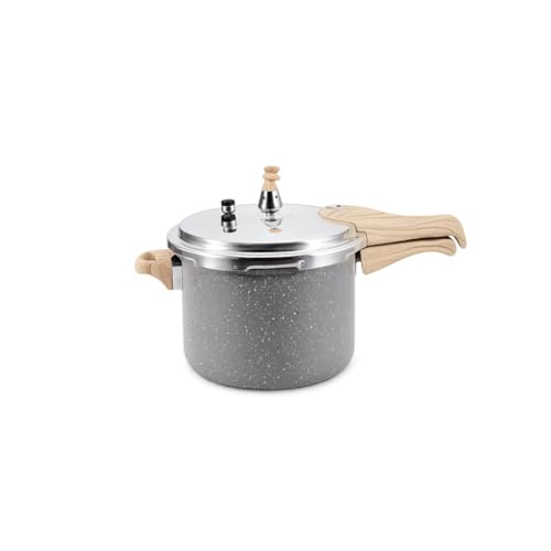 OSTER Panela de Pressão 4,5 Litros Bravada - Corpo com Revestimento Cerâmico Antiaderente e Acabamento Marmorizado na Cor Dark Grey, Base com Fundo Triplo Compatível com Indução