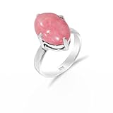 Anillo de compromiso tradicional de plata de ley 925 hecho a mano con ópalo rosa, para mujeres y hombres, RH-02-PNKOPL-8