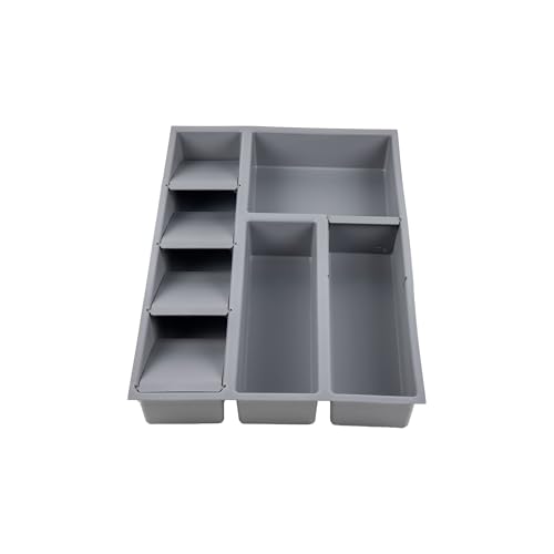 Cofan Organizador de cajones | Adecuado para almacenaje de cubiertos y utensilios | Color: gris | 8 compartimentos | Medidas: 30 x 45 x 6,5 cm