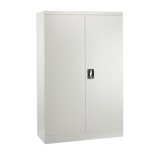 Metal Storage Cabinet with Lock 140cm Tall Storage Cabinet Lockable Metal Cupboard with 3 Shelves Grey Garage Office Utility Locking Storage Cabinet Office Cupboard Lockable