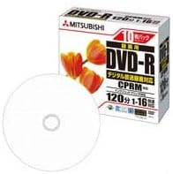 Mitsubishi Chemical Media VHR12JPP10 DVD-R for CPRM Recording, 120 Minutes, 16x Speed, 0.2 inch (5 mm) Slim Case, 10 Sheets, Wide Printing Support, for Corporate Use