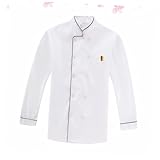 LIGIGWASH Langärmlige Kochjacke Rot mit Öl Spritzschutz Atmungsaktiv und Strapazierfähig Unisex Küchenjacke für Restaurant Hotel Catering und Outdoor Grillstationen
