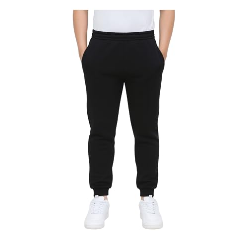 KHIM Jogging Trouser Tracksuit Bottom Pant Kids Unisex Girls Boys Activewear (UK, Age, 13 Years, 14 Years, Regular, Black)