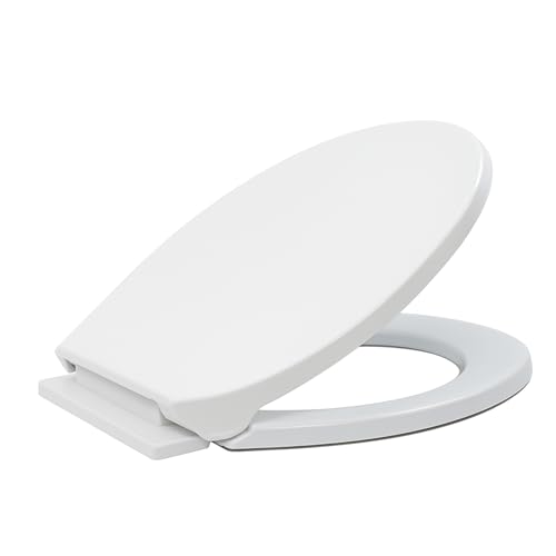 Toilettendeckel mit Absenkautomatik, WC Sitz Einfache Montage und Sauber, Klodeckel Quick-Release-Funktion, Antibakterielle, für die Meiste Toilette, Belastbarkeit von 150kg, Toilet Seat, oval Weiß