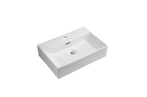 iBathUK Moderno lavabo rectangular de cerámica para colgar en la pared
