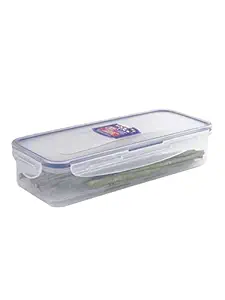 Classics Rectangular Food Container with Leak Proof Locking Lid and Tray (Transparent, 1 L)