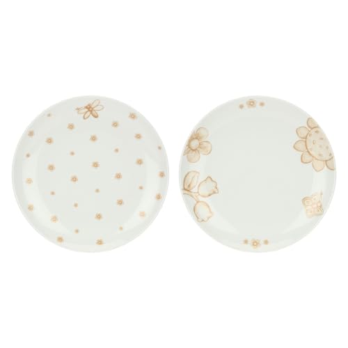 Thun - Set 2 piatti dessert in porcellana, diametro 20.5 cm, collezione Happy Elegance