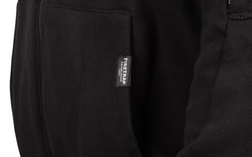 Firetrap Mens Hoodie Zip Up Plain Fleece Sweatshirt Polycotton Full Zip Gym Jacket Top with Hood – Casual Outdoor Fitness Zipper Hoody for Men Black L - Image 7