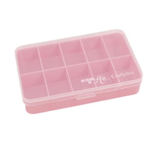 Craftelier - Mini Caja de Organización con 10 Compartimentos para Materiales de Scrapbooking y Manualidades | Dimensiones 14,6 x 9,1 x 3,2 cm (5.75' x 3.6' x 1.25') - Color Rosa