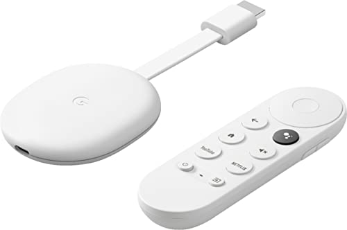 Image of Google Chromecast with Google TV - Streaming Entertainment with Voice Search - Watch Movies, Shows, and Live TV in 4K HDR Streaming Media Player - Includes Pouch and Cleaning Cloth - Snow