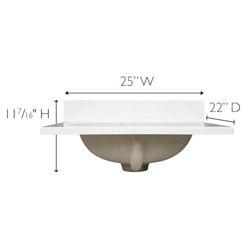 Image of 25 Inch Cultured Marble Vanity Top with Backsplash, Improved Package, White - Design House, 586222