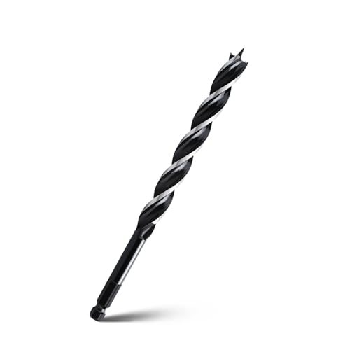 1/2 x 10 Auger Drill Bit for Wood Hex Shank Tri Flute Ship Auger Long Drill Bit for Soft and Hard Wood Tree Stump Plastic Drywall and Composite Materials