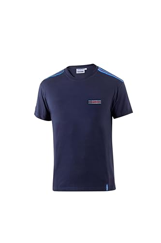 T-Shirt Sparco Martini Racing Rayures Coton Élastique Bleu Taille S