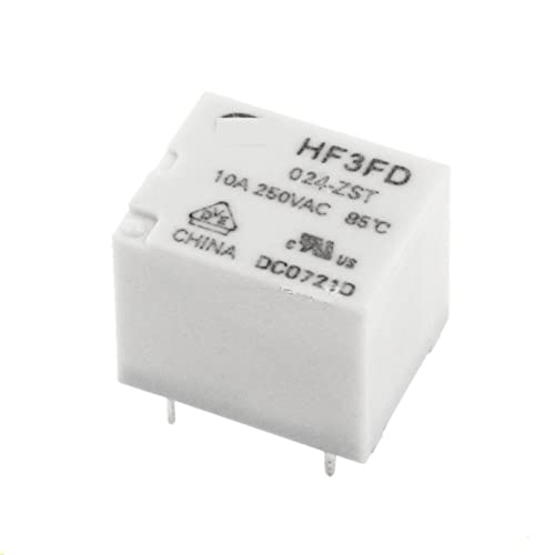Relés HF3FD-024-ZST 24V de 5 pines y 10A para control de potencia eléctrica en circuitos de automatización