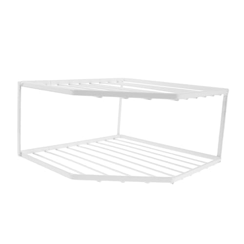 Yardenfun Organizador De Sartenes para Gabinete Escurreplatos De Doble Capa Estante De Encimera Estante De Cocina En Capas De Esquina Gabinete De Mostrador