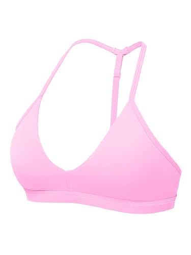 Image of YEOREO CoreFlex Sports Bras for Women Strappy Padded Halter Open Back Light Impact Deep V Neck Yoga Workout Gym Tops