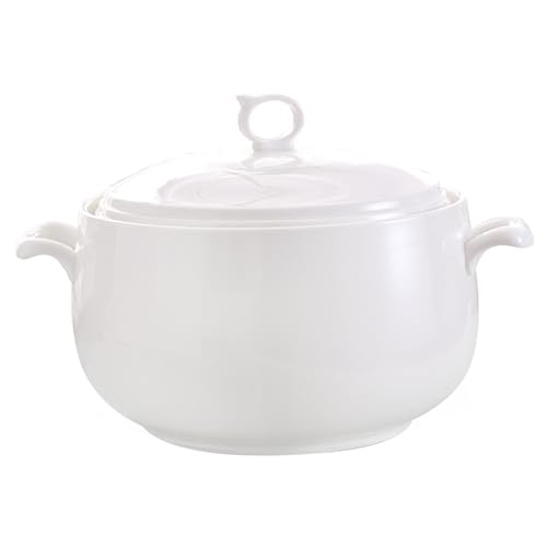 Générique Soupière Bol Avec Couvercle 3000 Ml De Soupe Tureen Avec Poignées Doubles Bol Avec Couvercle Et Anneau Rond À Soupe En Céramique Service Pour...