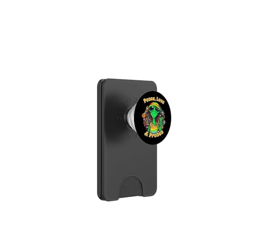 PopWallet Alien Hippie para MagSafe con tarjetero extraíble y diseño UFO de paz y amor