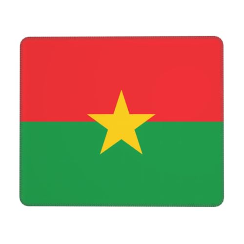 Tapis de souris carré imprimé drapeau du Burkina Faso 21,1 x 26,2 cm - Base en caoutchouc antidérapant - Pour ordinateur portable, accessoires de bureau