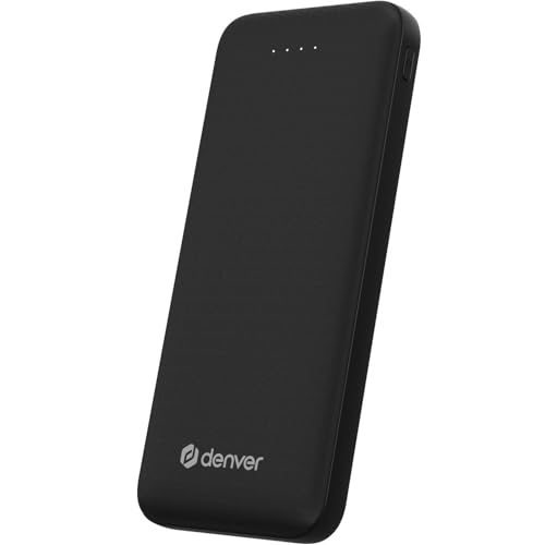 Denver PBS-10010B Batterie Externe 10000 mAh, Sortie USB-A 10 W, entrées USB-C et Micro-USB, indicateurs LED, Noir