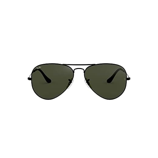 Óculos de sol de aviador clássico Ray-Ban RB3025, preto/G-15 verde, 58 mm