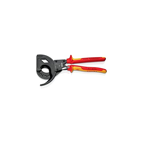 KNIPEX Kabelschneider (Ratschenprinzip, Dreigang) in Blister isoliert mit Mehrkomponenten-Hüllen, VDE-geprüft 320 mm, 95 36 320
