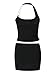 MakeMeChic Women's Two Piece Club Outfit Chain Halter Crop Tops and Bodycon Mini Skirt Set Black X-Small