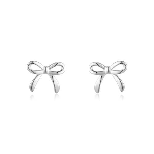 LAXPICOL 925 Sterling Silver Bow Earrings For Women Silver Bow Stubs Earrings For Women/Teen Girl Silver Bowknot Stubs Earrings Gifts For Women/Teen Girls.