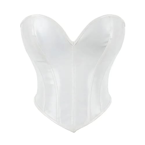 Corset serré en cuir PU blanc brillant pour sculpter la taille