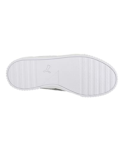 Image of Puma Women's Carina L Snake FS White-Gray Violet-Silver Leather Sneaker-3 UK (38238402)