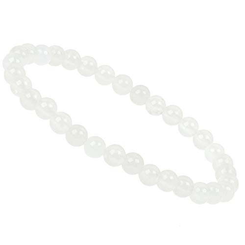 ELEDORO Bracelet extensible en perles de pierres précieuses véritables (6 mm) - Bracelet de perles pour une élégance élégante, 17 centimeters, Gemme,...