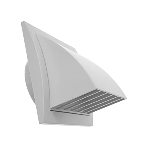 100 Pack - 4'' Inch Exhaust Hood Vent with Rain Cover and Flap, White, Indoor and Outdoor Air Vent Cover, HVAC Exhaust Vent Duct Cover, 6'' x 6'' Inch Exhaust Cap