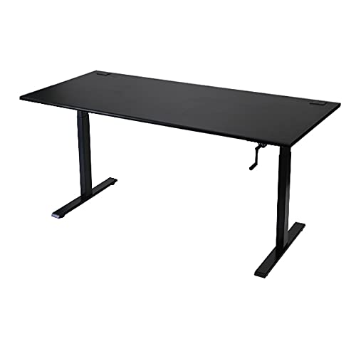 スタンディングデスク 手動 幅1800mm 高さ735〜1185mm 耐荷重約70kg 昇降式デスク hk01180stl (天板色:ブラック 脚色:ブラック)