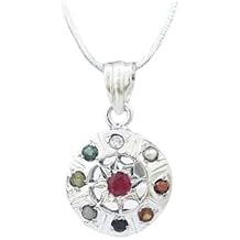 Natural Certified Navratna 9 Gemstone Pendant, Multi Stone Pendant, Good Luck Jewelry