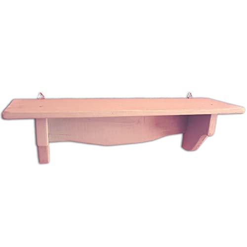 ウッドウェイ・ファニチャー アンティーク調 天然木製 ウォールシェルフ フック付 (シャドーピンク) 壁掛け シェルフ ラック 棚 神棚