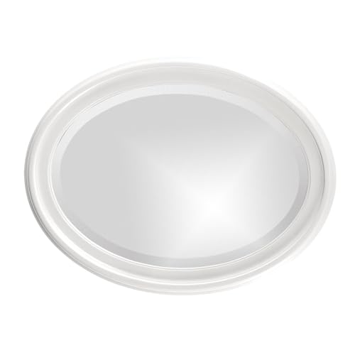 Image of Howard Elliott Collection George Oval Glossy White Wall Mirror, Oval Bevelled Hanging Wood Framed Vanity Mirrors for Home Decor, Living Room, Bathroom, Bedroom, or Hallway, 25 x 33 Inch