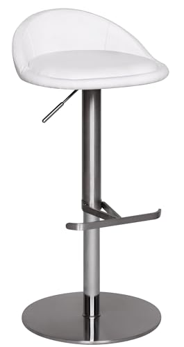 FineBuy Barhocker Edelstahl höhenverstellbare Sitzhöhe 54-79 cm, Design Barstuhl mit Rückenlehne, Bistrohocker Barsitz Gepolstert, Thekenhocker 360° Drehbar, Tresenstuhl Modern
