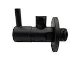 Llave de paso de agua 1/2" - 3/8", Llave de escuadra, valvula de angulo latón, ideal para baños de casa, naves, bares o restaurantes (Negro)